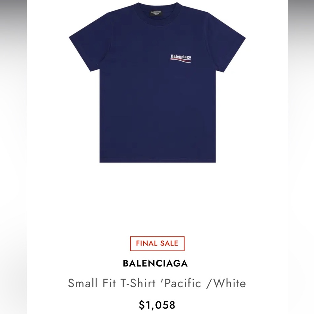 BALENCIAGA
Small Fit T-Shirt 'Pacific /White                    SIZE SMALL
